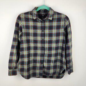 Uniqlo Women's Cotton Plaid Long Sleeve Button Up Shirt sz S
